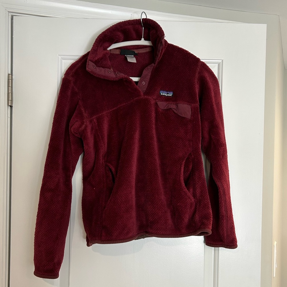 Fuzzy red Patagonia quarter zip